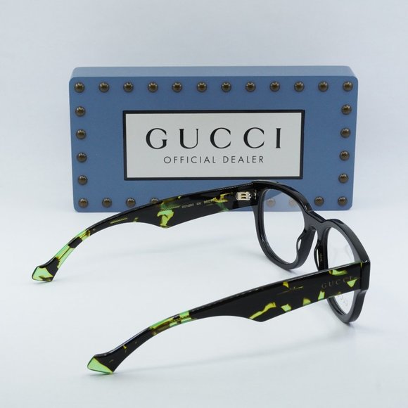 FINAL PRICE NEW GUCCI GG1429O 003 BLACK/GREEN HAVANA EYEGLASSES - Picture 8 of 9